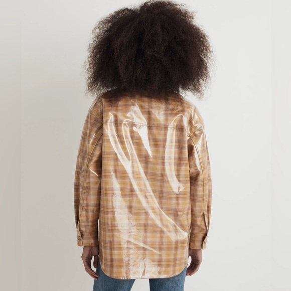 NWT • Madewell Laminated Oversized Shirt-Jacket in Yarn-Dyed Plaid •M - Picture 8 of 10